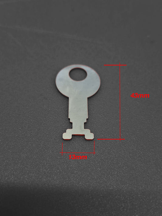 Detailansicht der 100%igen Passgenauigkeit: BTE Ersatzschlüssel Nr. 5 beim Einführen in ein mechanisches Einsteckschloss für Keramik-Spardosen und Sparschweine, robuster Metall-Ersatz