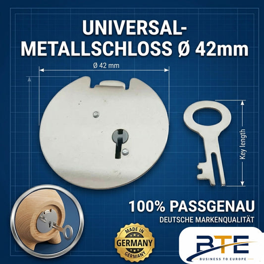 BTE Deutschland Universal Spardosenschloss Ø 42mm Metall - Hochwertiges Ersatzschloss für Sparschweine - Präzision aus Deggendorf Bayern
