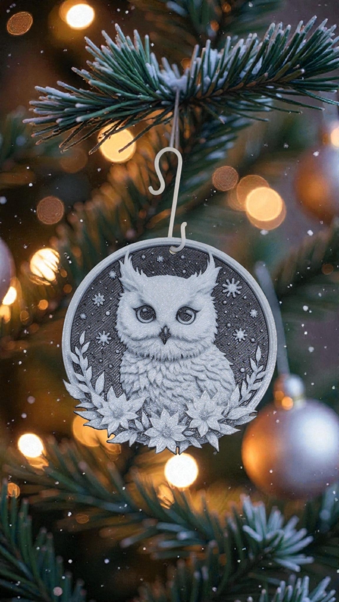 Weihnachtsbaum-Anhänger Eule von BTE Deutschland, Christbaumdeko aus 3D-Druck