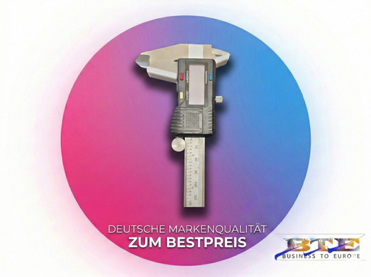 Digitaler Messschieber sicher verstaut in der BTE Deutschland Wandhalterung