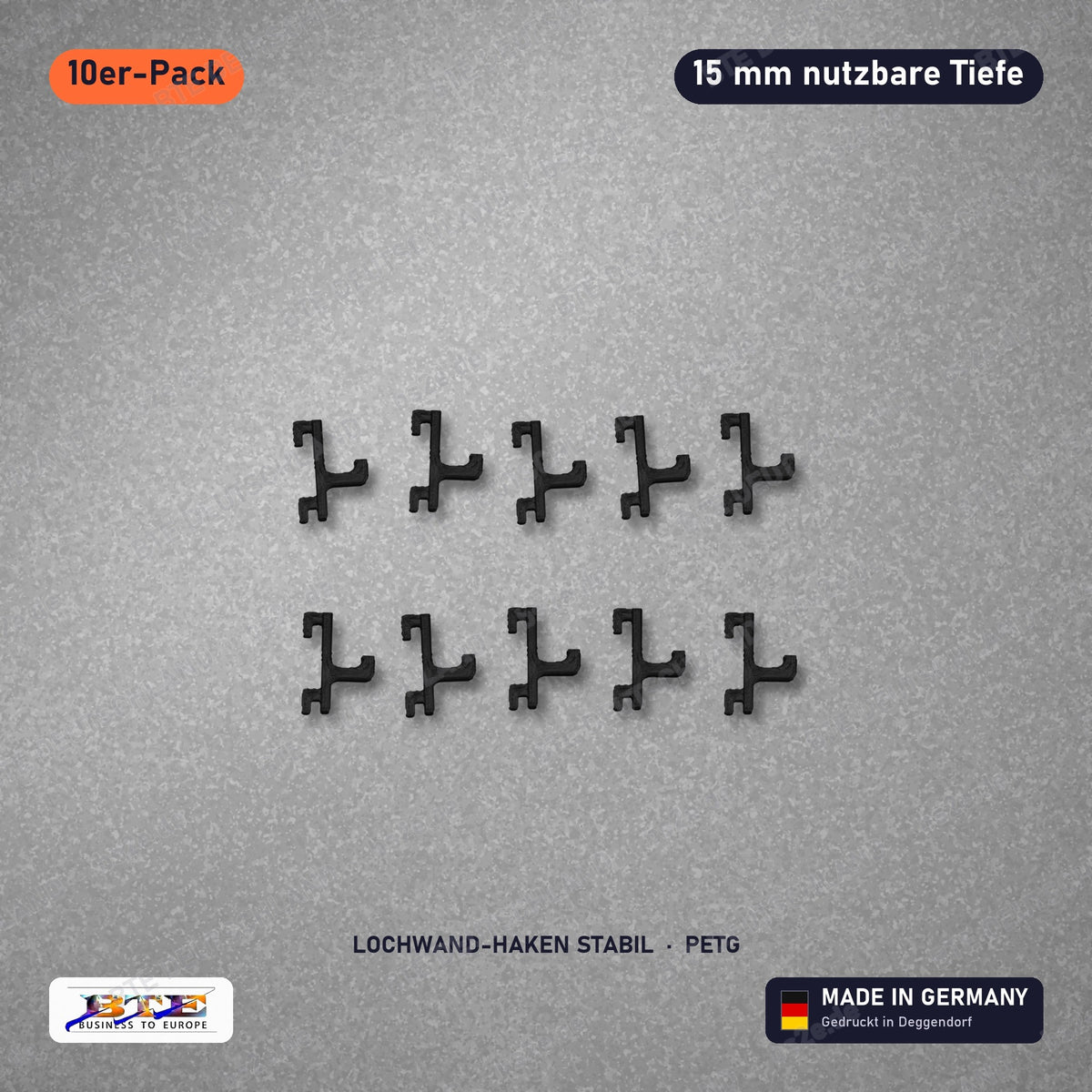 Lochwand-Haken STABIL für SKÅDIS, 10er-Pack 15 mm, Schwarz