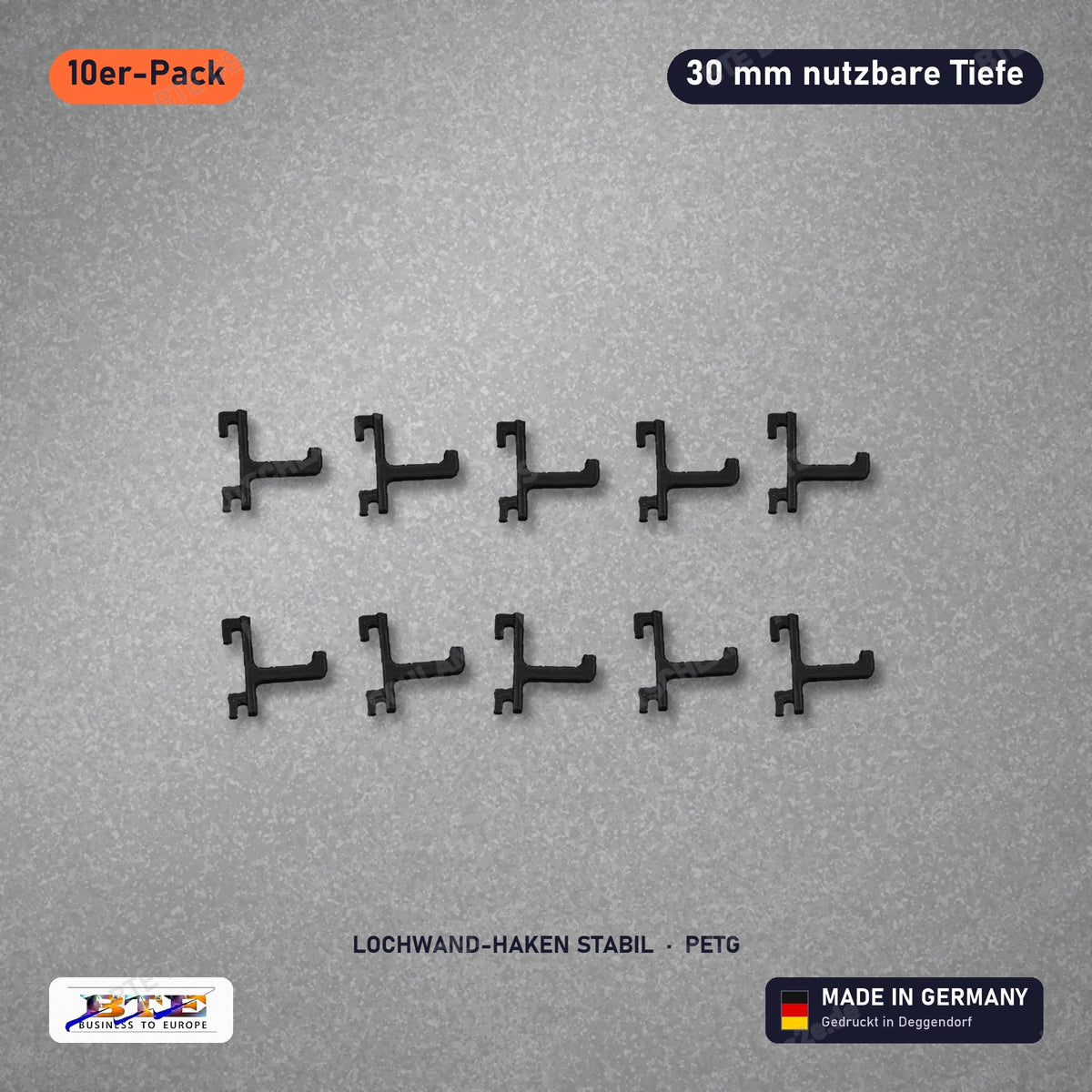 Lochwand-Haken STABIL für SKÅDIS, 10er-Pack 30 mm, Schwarz