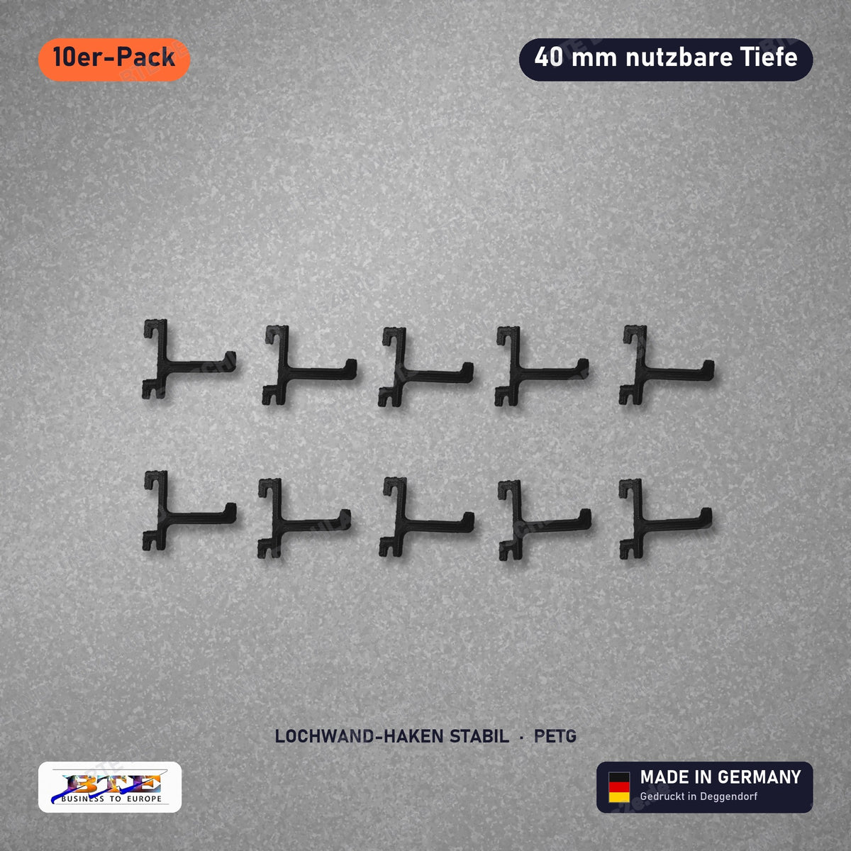 Lochwand-Haken STABIL für SKÅDIS, 10er-Pack 40 mm, Schwarz