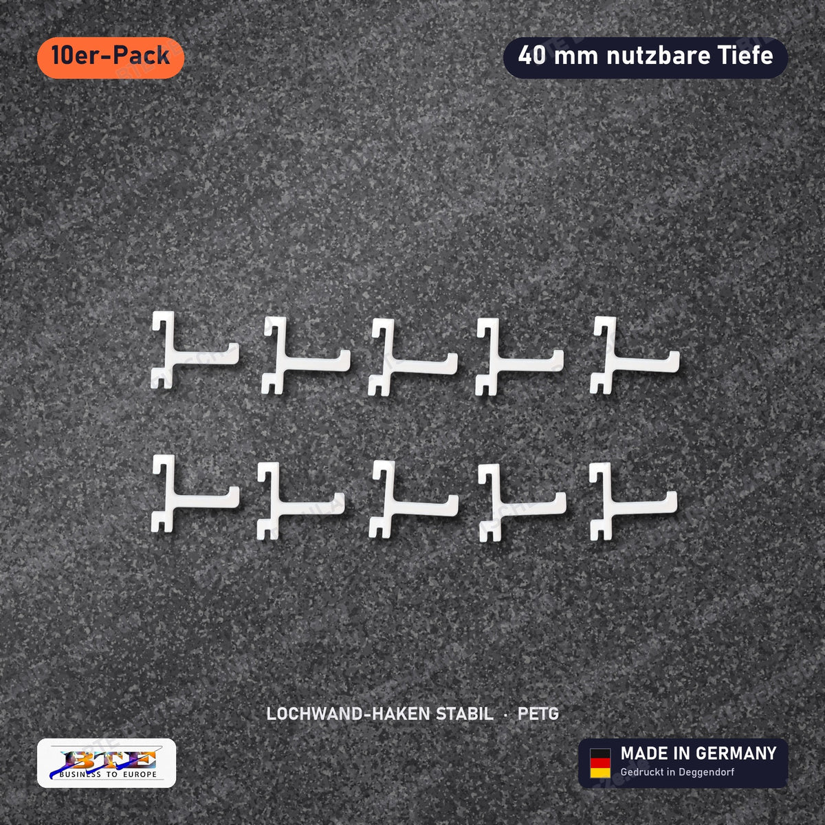 Lochwand-Haken STABIL für SKÅDIS, 10er-Pack 40 mm, Weiß