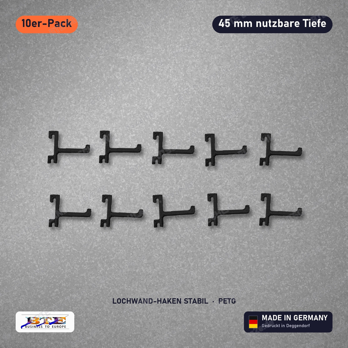 Lochwand-Haken STABIL für SKÅDIS, 10er-Pack 45 mm, Schwarz
