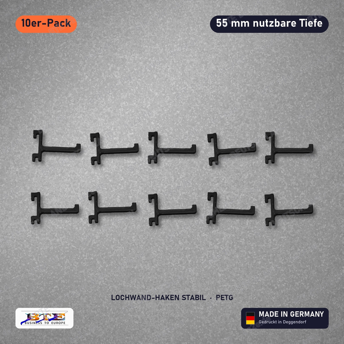 Lochwand-Haken STABIL für SKÅDIS, 10er-Pack 55 mm, Schwarz
