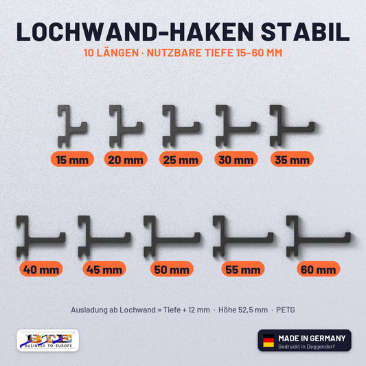 Lochwand-Haken STABIL für SKÅDIS in 10 Längen 15–60 mm, Schwarz
