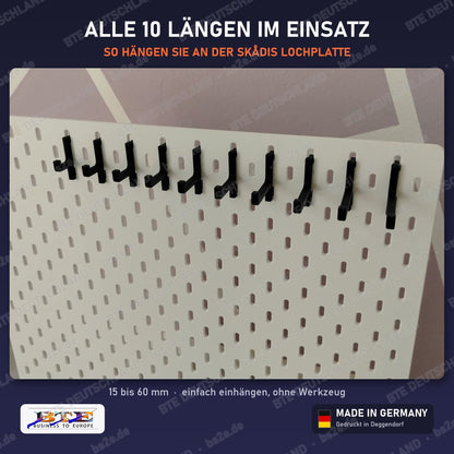 Lochwand-Haken STABIL an der SKÅDIS Lochplatte, alle Längen, Schwarz