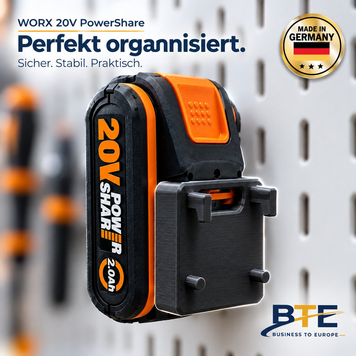 Akkuhalterung Worx 20V, Akkuhalterung Werkstatt Organisation, Skadis Zubehör Werkstatt Akku, Akkuhalter Lochwand Worx, Worx Akku Halterung Skadis, Worx Akku Aufbewahrung Wand, Ikea Skadis Werkzeug Akku, Worx Akkuhalterung kaufen, Skadis Akkuhalter Worx, Worx PowerShare Halterung, Akku Wandhalterung ohne Bohren, Akku Organizer Werkstatt Wand, Akkuhalter Garage Lochwand, Skadis Haken Akku Halter, Worx Akkuhalterung 3d, Akkuhalterung Hobbykeller, Worx WA3553, Worx 20V Ordnung, Skadis Set, PowerShare Wand,